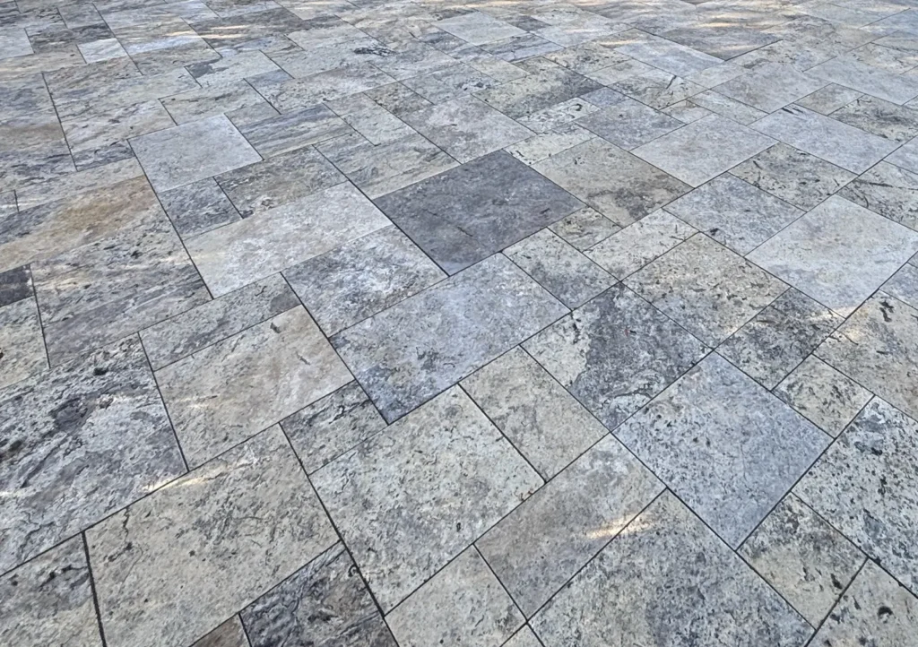 Silver Travetine pool deck